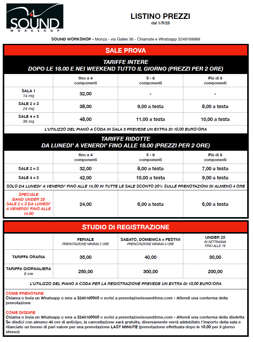 Listino Prezzi 2025-6